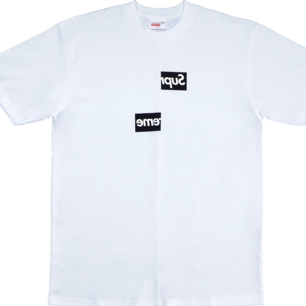 authentic cdg x supreme split box logo tee